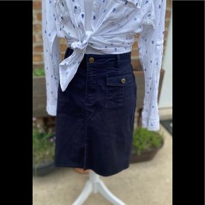 Carve navy blue above knee soft cotton skirt